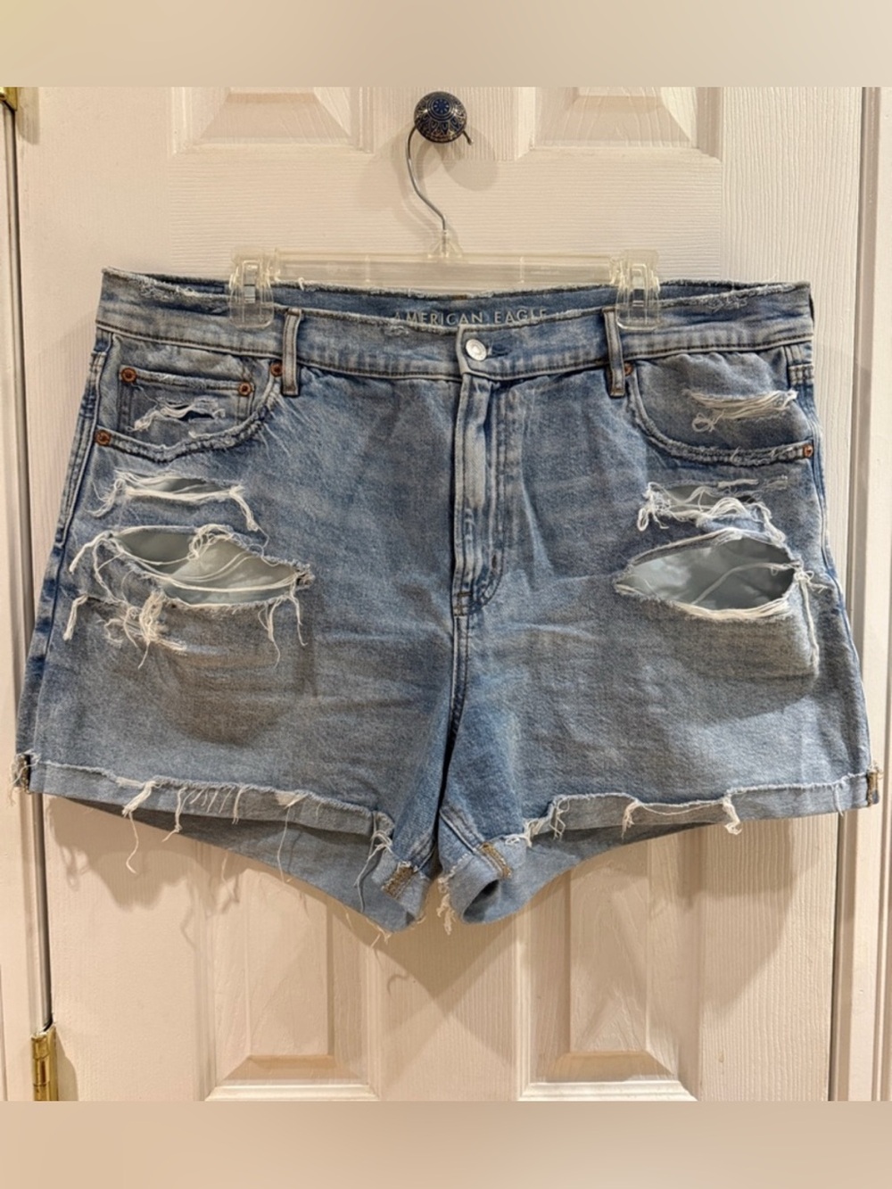 American Eagle Outfitters Light Blue Ripped Denim Jean Shorts